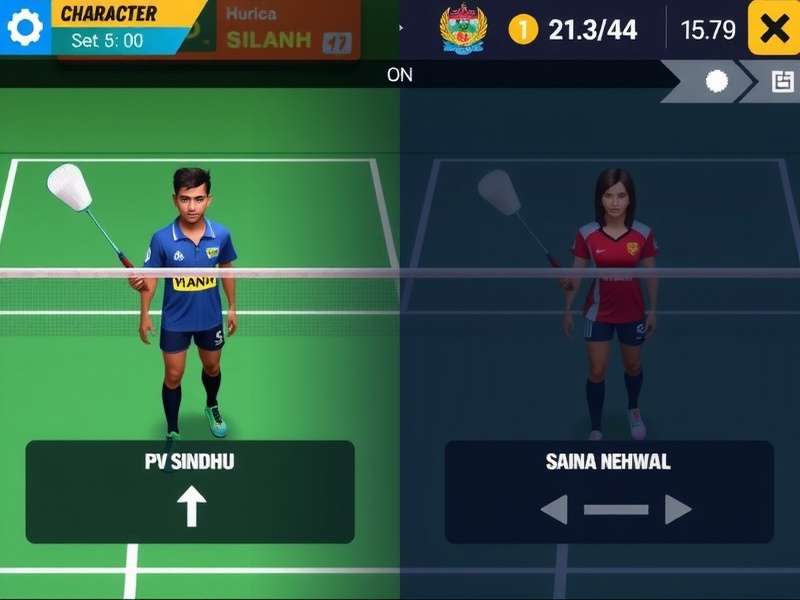 Badminton Blitz Indian Stars gameplay screenshot showing character selection