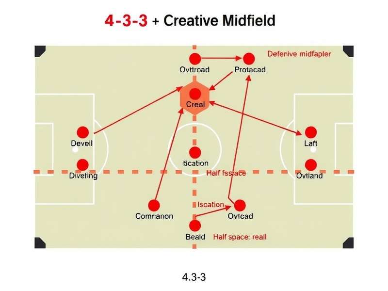 Diagram showing half-space positioning in creative midfield