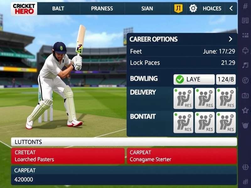 Cricket Hero Extreme gameplay screenshot showing batting interface
