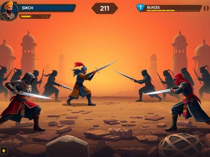 Sikh Knight Chronicles gameplay screenshot showing warrior combat