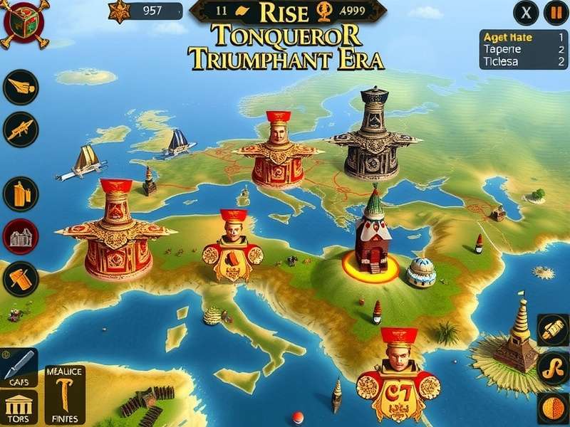 Rise Conqueror Triumphant Era gameplay screenshot showing empire management