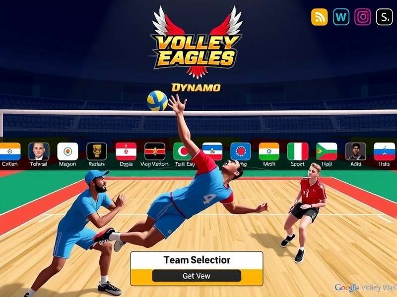 Volley Eagles Dynamo gameplay screenshot showing intense volleyball action