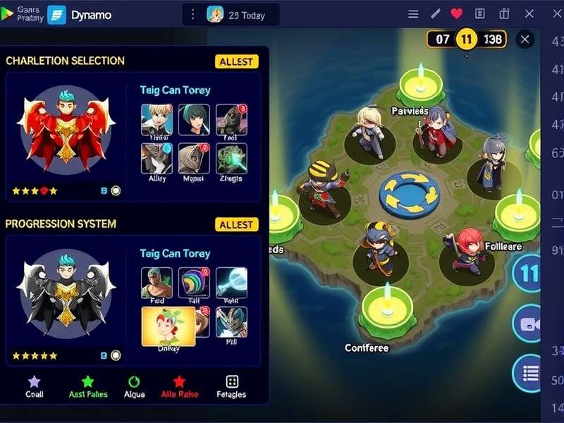 Dynamo Victory Vanguards progression system interface showing character upgrades