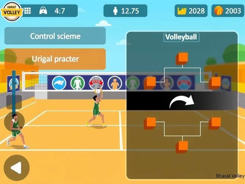 Bharat Volley Kings control scheme and interface explanation