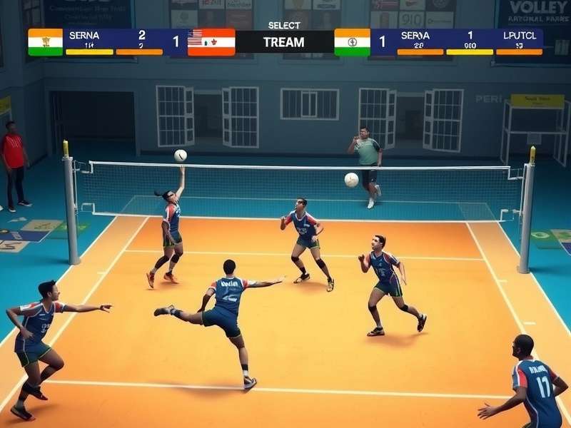 Volley Eagles Dynamo team selection screen showing various Indian regional teams