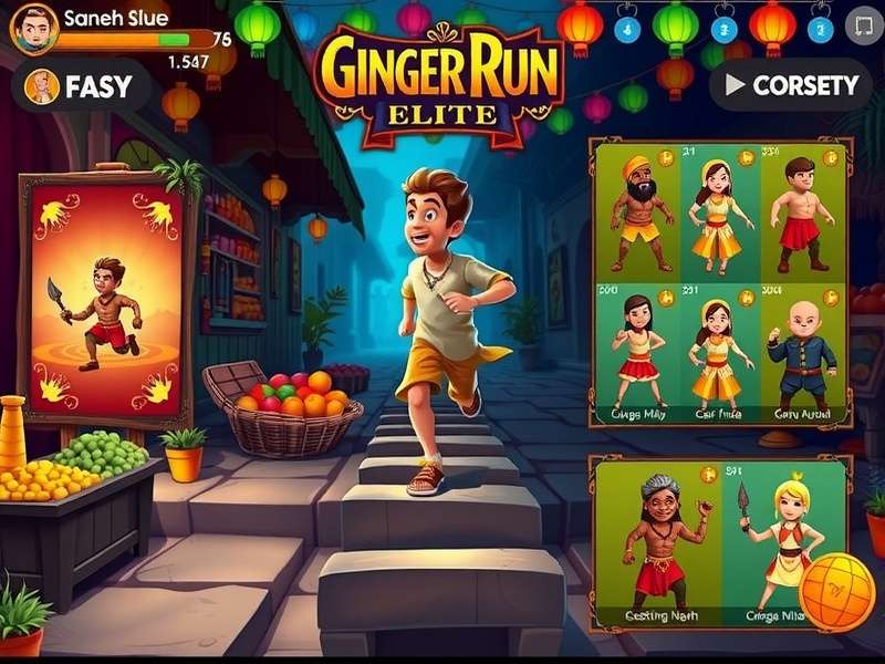 Ginger Run Elite character progression and customization screen