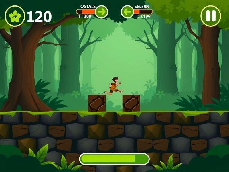 Jungle Dash Pro gameplay screenshot showing character running through forest