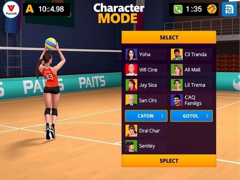 Punjab Volley Queens gameplay screenshot showing volleyball action