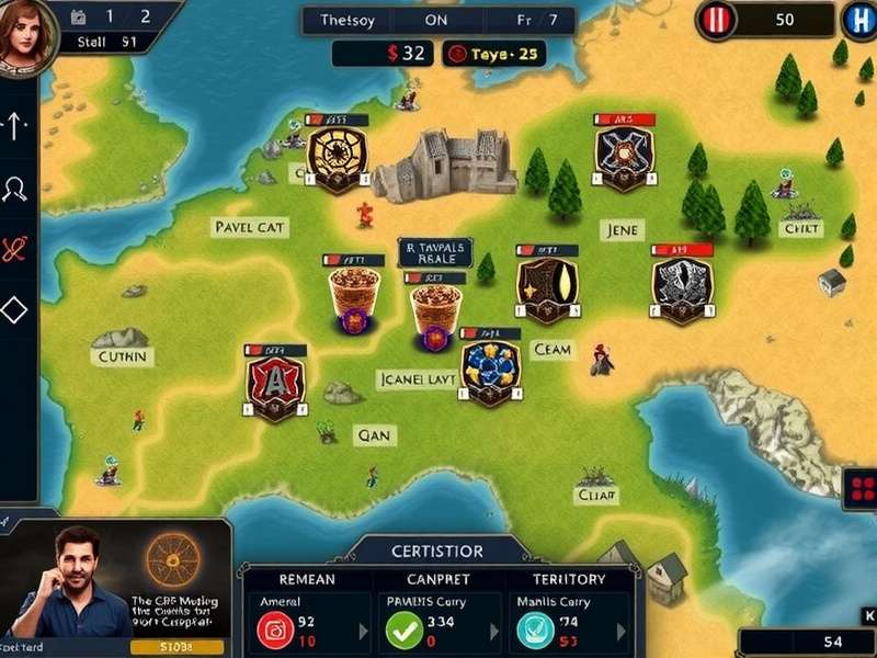 Dominant Conquest gameplay screenshot showing strategic map view