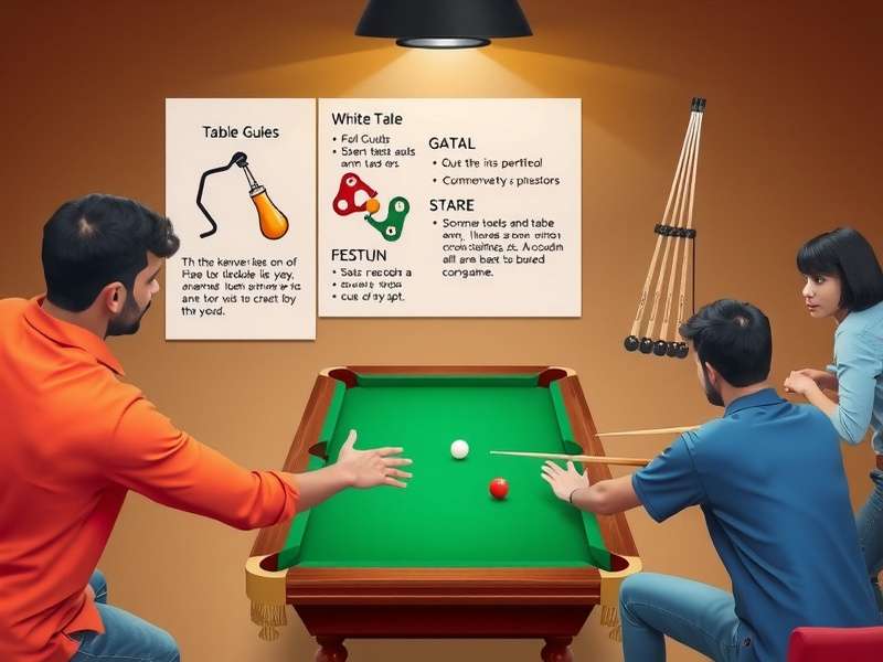 Diagram showing Bharat Pool Guru rules and table layout