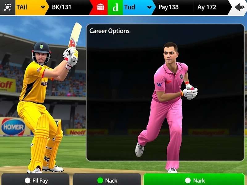 Cricket Hero Extreme bowling interface with delivery options