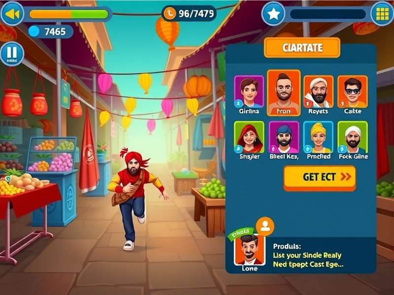 Ginger Run Elite character selection screen showing diverse Indian-inspired characters