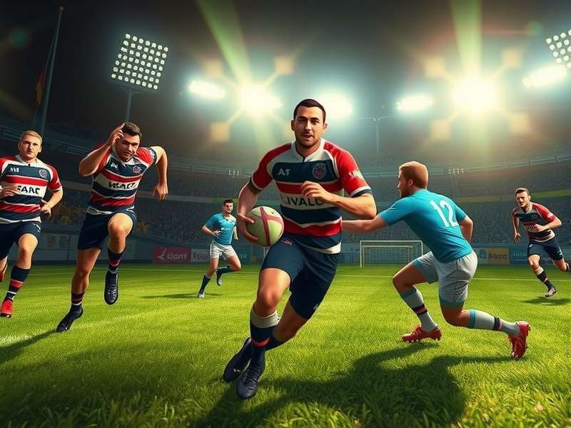 Rugby Fury BLR gameplay screenshot showing intense rugby action