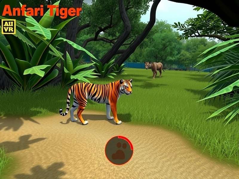 Safari Tiger Hunt VR gameplay showing virtual jungle environment with tiger