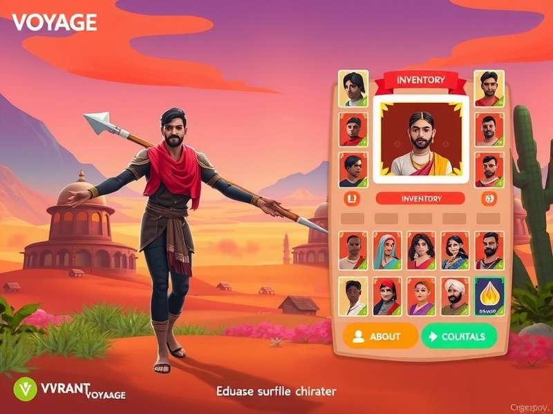 Vibrant Voyaage character customization and inventory screen