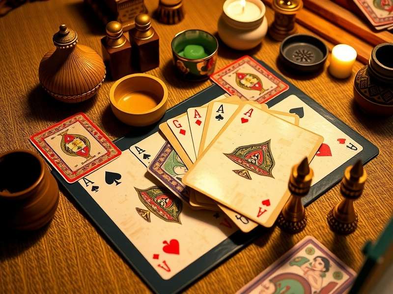 Historical depiction of traditional Indian card games