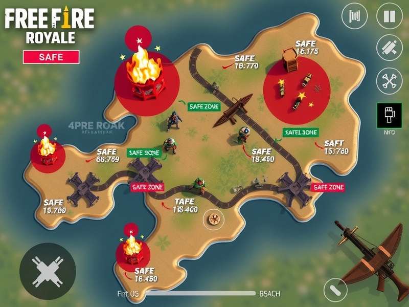 Free Fire Soldier Royale map showing safe zone mechanics