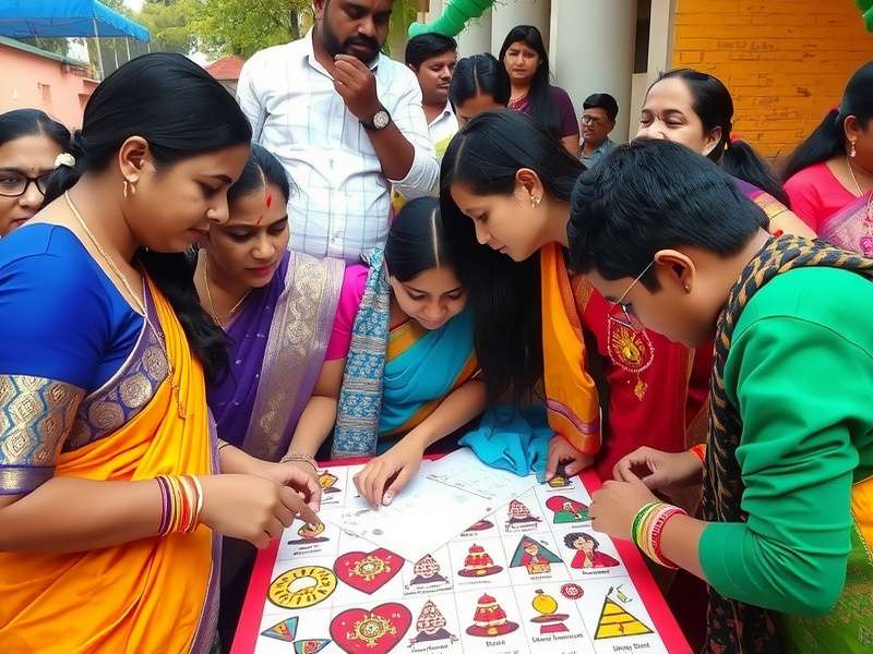Multi-generational participants enjoying Puja Treasure Hunt during festival celebrations