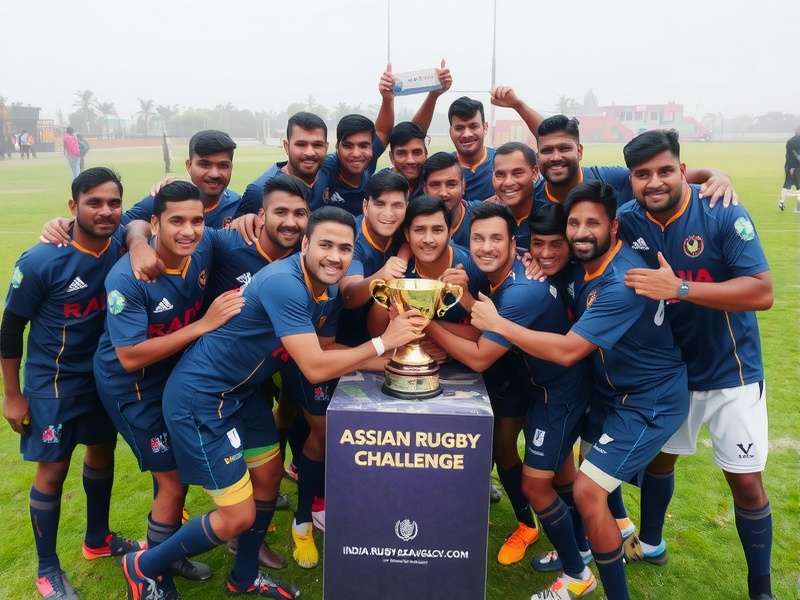 Indian Rugby Royals celebrating with Asian Rugby Challenge trophy