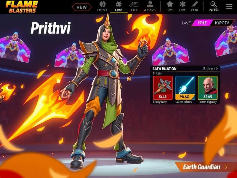 Flame Blasters item shop interface showing equipment options