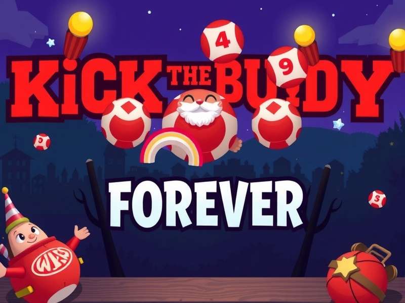 Kick the Buddy Forever Logo displayed on a mobile screen with game elements