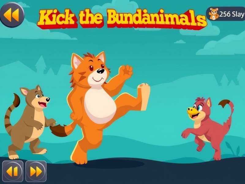 Kick the Buddy Animals gameplay showing various weapons and animal interactions