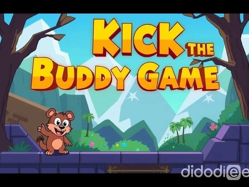 Kick The Buddy gameplay screenshot showing weapons and effects