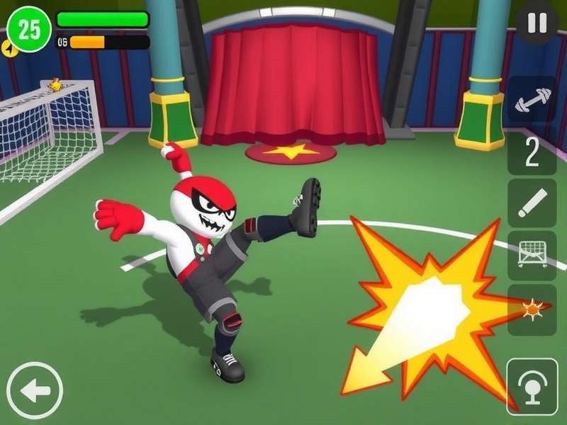 Kick The Buddy Offline gameplay on mobile device showing character and weapons
