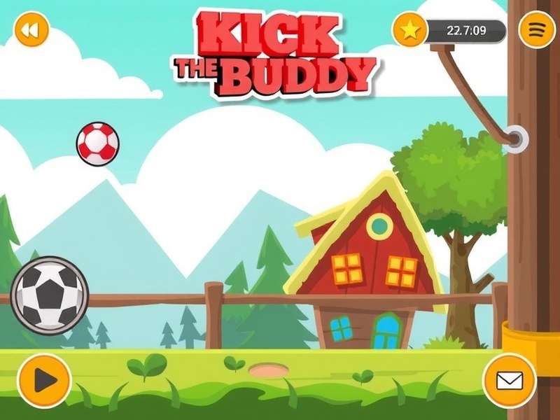 Kick The Buddy gameplay screenshot showing various weapons and interactive elements