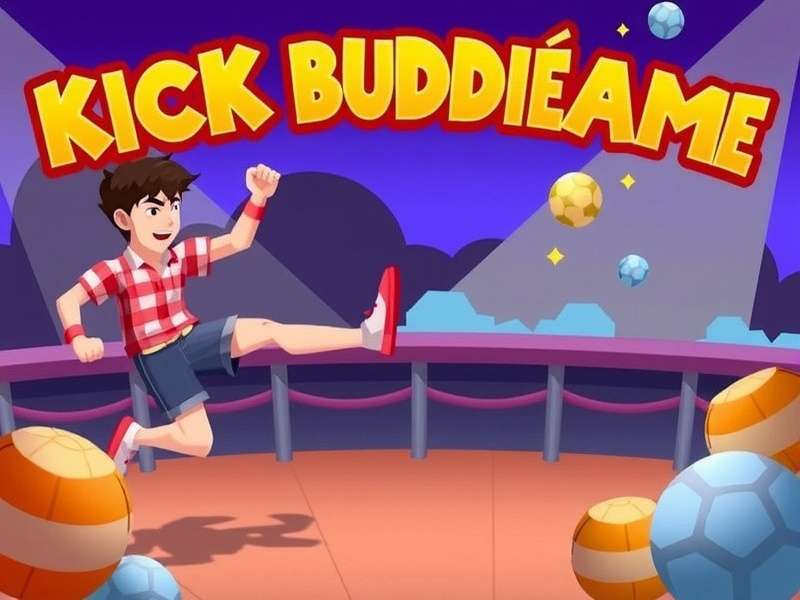 Kick The Buddy gameplay screenshot showing weapons and ragdoll physics