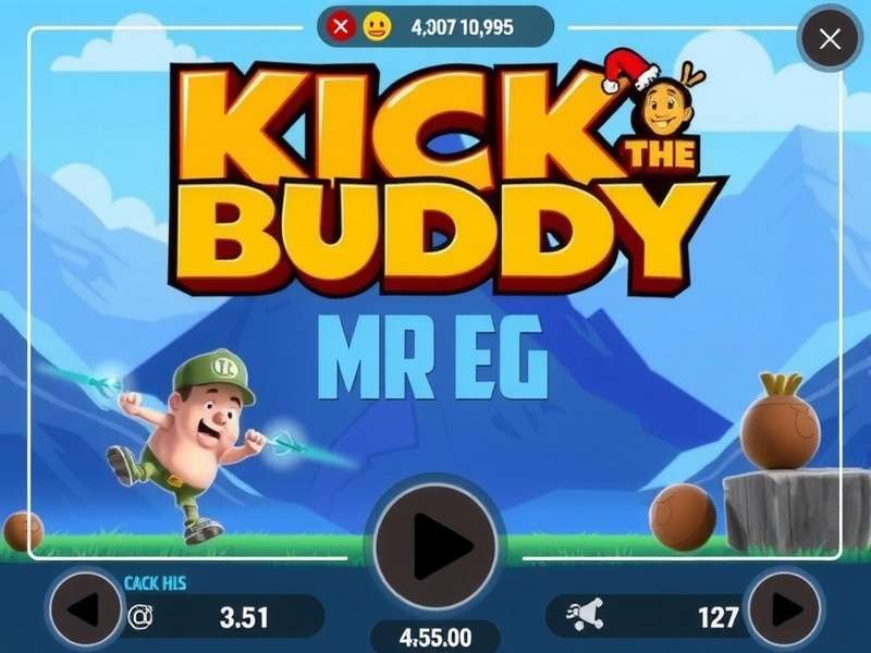 Kick The Buddy Mr Eg gameplay screenshot showing various weapons and the buddy character