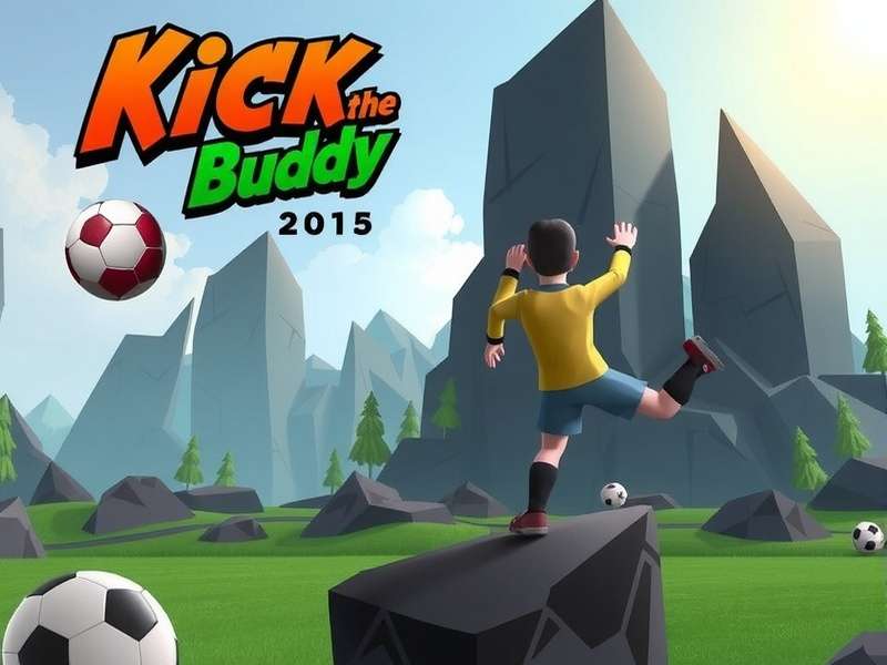 Kick The Buddy 2015 gameplay screenshot showing various weapons and interactions with the Buddy character