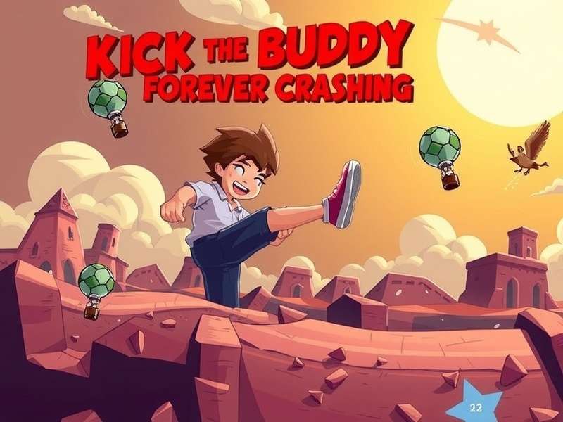 Kick The Buddy gameplay on mobile showing crash moment