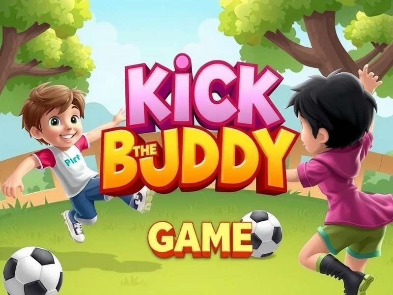 Kick The Buddy Game For Kids vibrant gameplay screen showing interactive weapons and funny reactions