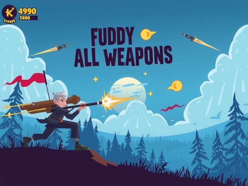 Collage of all weapons from Kick The Buddy Forever game including rocket launcher, plasma gun, and mythical weapons