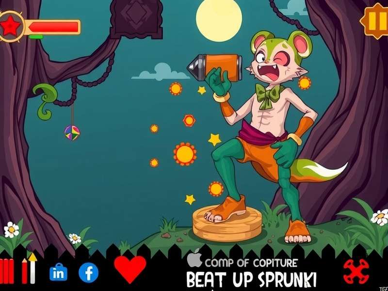 Beat Up Sprunki gameplay screenshot showing various weapons and buddy character