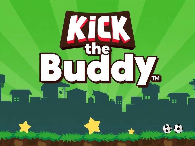 Kick The Buddy gameplay screen showing various weapons and a cartoon buddy character