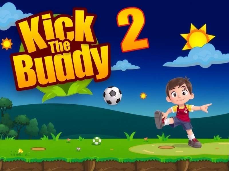 Kick The Buddy 2 game title screen with explosive background and the Buddy character