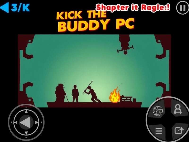 Kick The Buddy PC gameplay screenshot featuring destruction arena and weapons