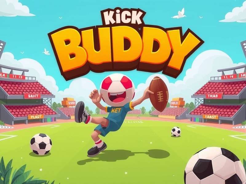 Kick The Buddy game hero banner featuring the iconic ragdoll buddy with Indian desi style