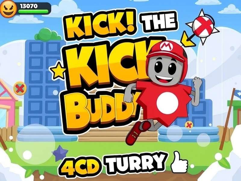 Kick The Buddy Mod Apk gameplay banner showing weapons and action
